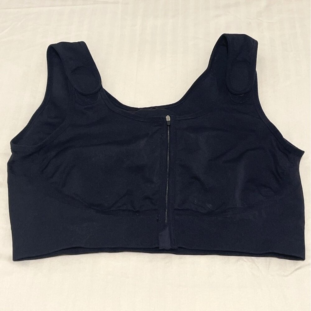 Surgical Breast Compression Bra Black Front-Zip Amoena Pockets Adjustable Straps - Picture 3 of 14